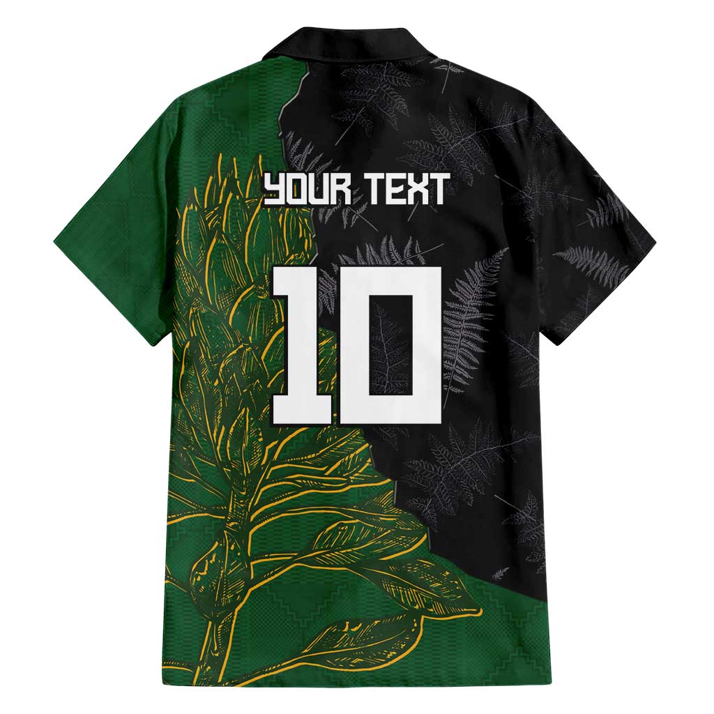 Custom Aotearoa South Africa Rugby Freedom Cup Family Matching Short Sleeve Bodycon Dress and Hawaiian Shirt Kiwi Warriors Haka with King Protea Symbol - Polynesian Pride