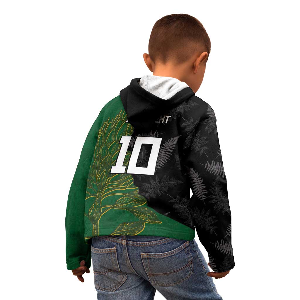 Custom Aotearoa South Africa Rugby Freedom Cup Kid Hoodie Kiwi Warriors Haka with King Protea Symbol - Polynesian Pride