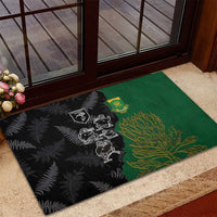 Aotearoa South Africa Rugby Freedom Cup Rubber Doormat Kiwi Warriors Haka with King Protea Symbol - Polynesian Pride