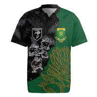 Custom Aotearoa South Africa Rugby Freedom Cup Rugby Jersey Kiwi Warriors Haka with King Protea Symbol LT03 Green - Polynesian Pride