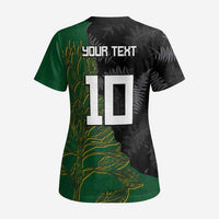 Custom Aotearoa South Africa Rugby Freedom Cup Scrub Top Kiwi Warriors Haka with King Protea Symbol - Polynesian Pride