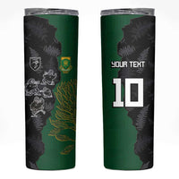 Custom Aotearoa South Africa Rugby Freedom Cup Skinny Tumbler Kiwi Warriors Haka with King Protea Symbol - Polynesian Pride