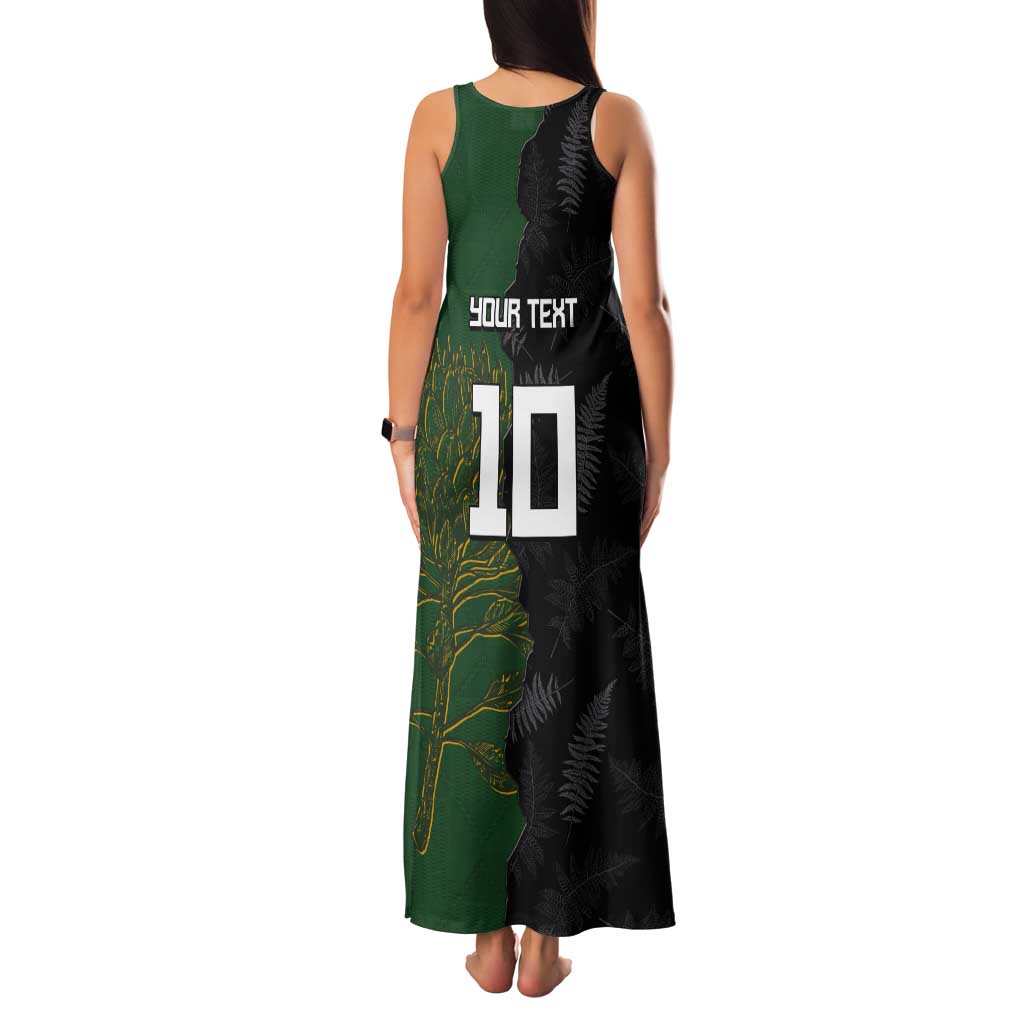 Custom Aotearoa South Africa Rugby Freedom Cup Tank Maxi Dress Kiwi Warriors Haka with King Protea Symbol - Polynesian Pride