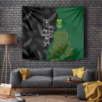 Aotearoa South Africa Rugby Freedom Cup Tapestry Kiwi Warriors Haka with King Protea Symbol - Polynesian Pride