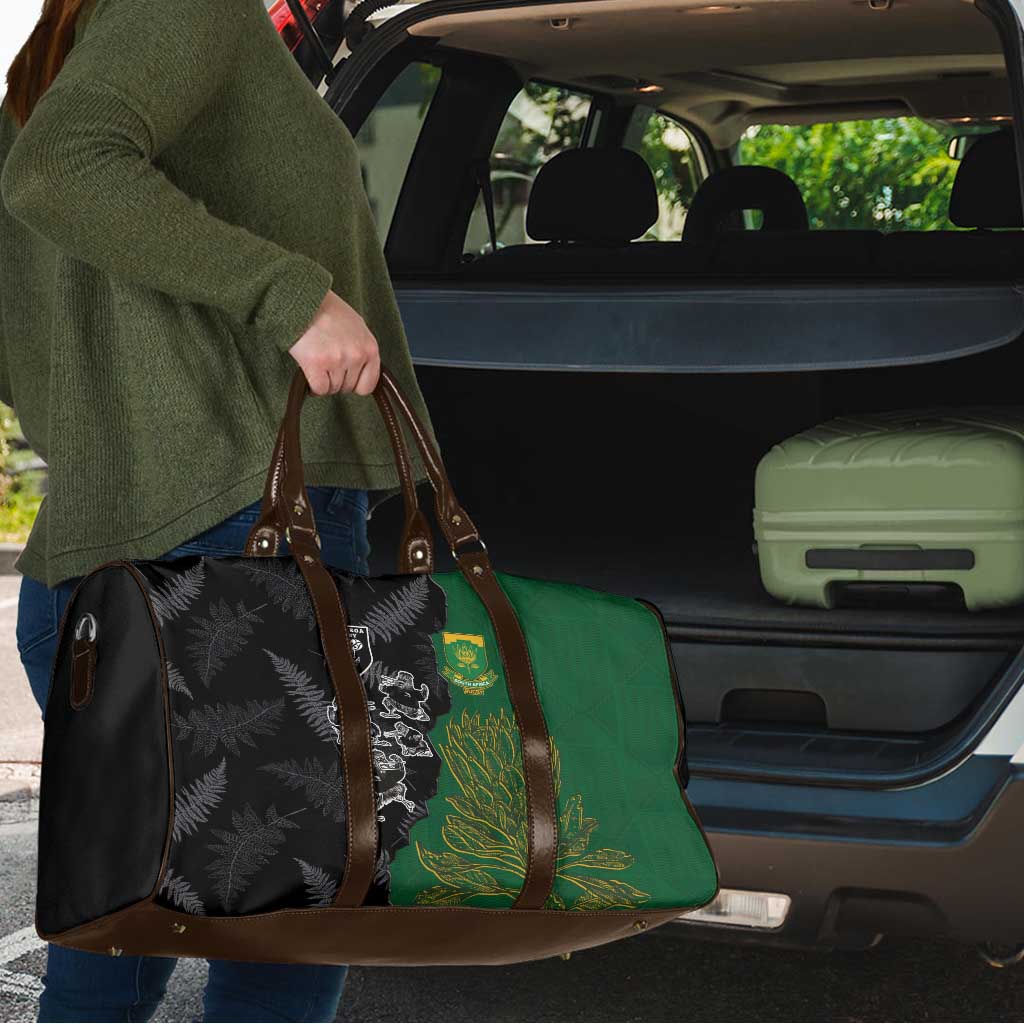 Aotearoa South Africa Rugby Freedom Cup Travel Bag Kiwi Warriors Haka with King Protea Symbol - Polynesian Pride