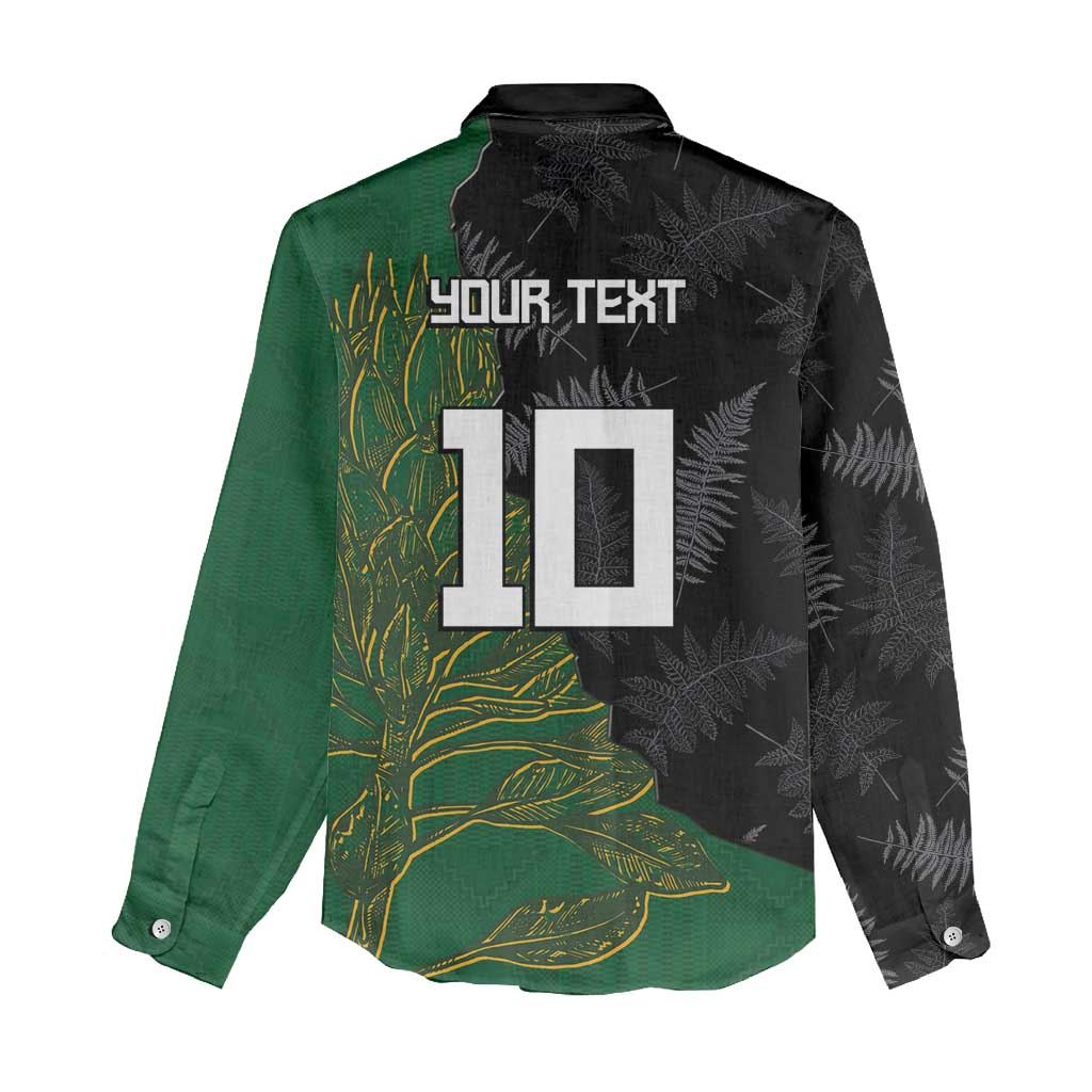 Custom Aotearoa South Africa Rugby Freedom Cup Women Casual Shirt Kiwi Warriors Haka with King Protea Symbol - Polynesian Pride