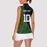 Custom Aotearoa South Africa Rugby Freedom Cup Women Sleeveless Polo Shirt Kiwi Warriors Haka with King Protea Symbol - Polynesian Pride