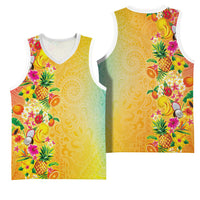 Hawaiian Tropical Fruits and Plants Basketball Jersey Kakau Pattern Summer Vibe