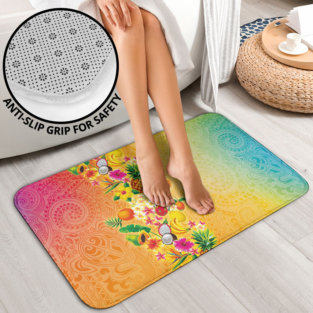Hawaiian Tropical Fruits and Plants Bathroom Set Kakau Pattern Summer Vibe