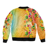 Hawaiian Tropical Fruits and Plants Bomber Jacket Kakau Pattern Summer Vibe