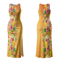 Hawaiian Tropical Fruits and Plants Couples Matching Tank Maxi Dress and Long Sleeve Button Shirt Kakau Pattern Summer Vibe