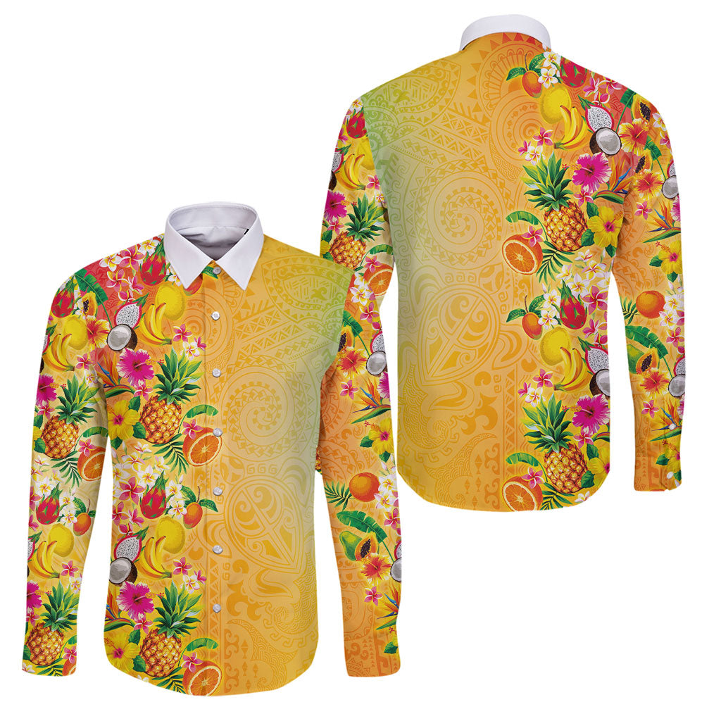 Hawaiian Tropical Fruits and Plants Family Matching Mermaid Dress and Hawaiian Shirt Kakau Pattern Summer Vibe