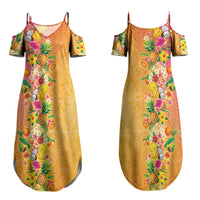 Hawaiian Tropical Fruits and Plants Family Matching Summer Maxi Dress and Hawaiian Shirt Kakau Pattern Summer Vibe LT03 Mom's Dress Multicolor - Polynesian Pride