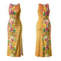 Hawaiian Tropical Fruits and Plants Family Matching Tank Maxi Dress and Hawaiian Shirt Kakau Pattern Summer Vibe LT03 Mom's Dress Multicolor - Polynesian Pride