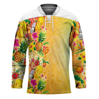 Hawaiian Tropical Fruits and Plants Hockey Jersey Kakau Pattern Summer Vibe