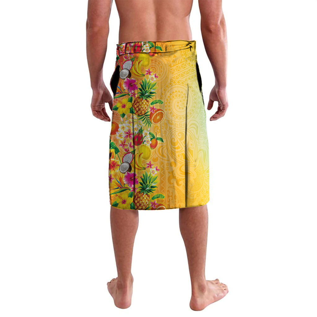 Hawaiian Tropical Fruits and Plants Lavalava Kakau Pattern Summer Vibe