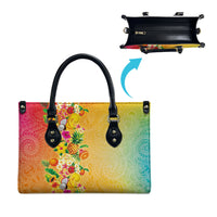 Hawaiian Tropical Fruits and Plants Leather Bag Kakau Pattern Summer Vibe