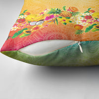Hawaiian Tropical Fruits and Plants Pillow Cover Kakau Pattern Summer Vibe
