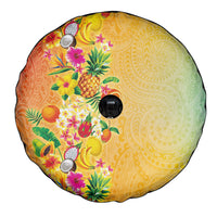 Hawaiian Tropical Fruits and Plants Spare Tire Cover Kakau Pattern Summer Vibe