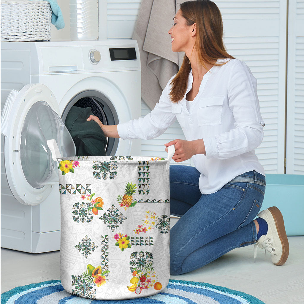Hawaiian Quilts Laundry Basket Tropical Fruits and Plants