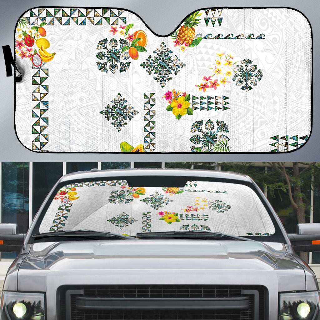 Hawaiian Quilts Auto Sun Shade Tropical Fruits and Plants