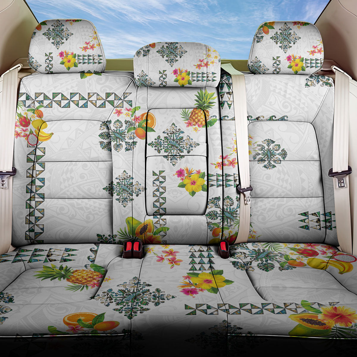 Hawaiian Quilts Back Car Seat Cover Tropical Fruits and Plants