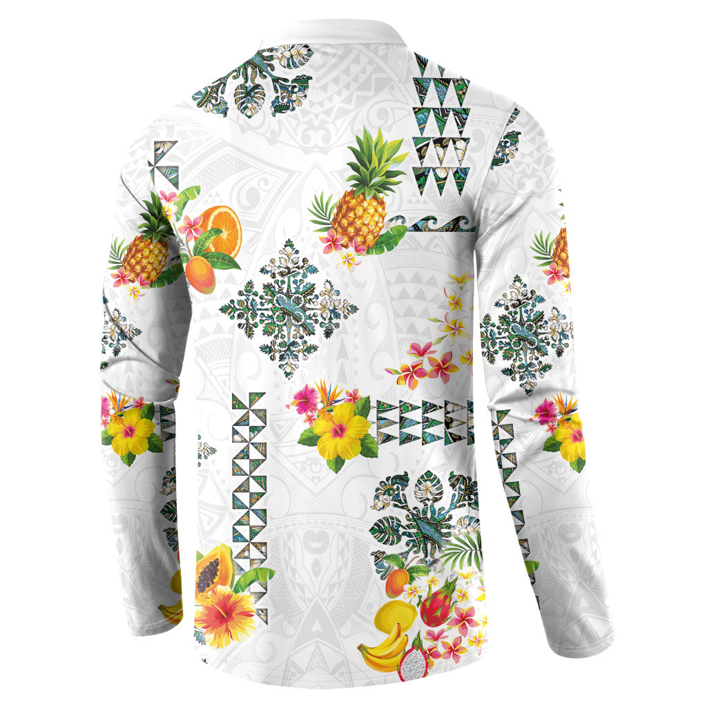 Hawaiian Quilts Button Sweatshirt Tropical Fruits and Plants