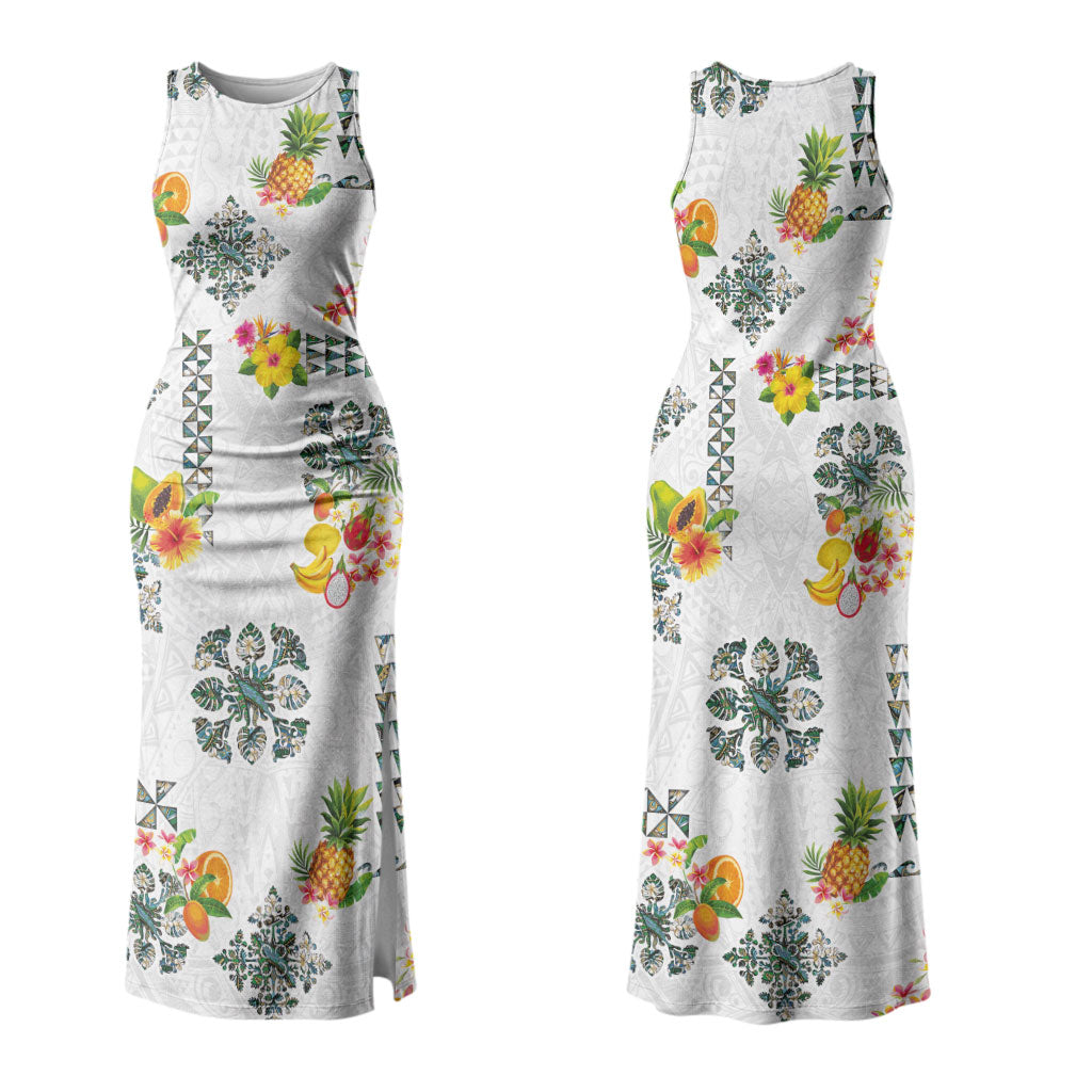 Hawaiian Quilts Couples Matching Tank Maxi Dress and Long Sleeve Button Shirt Tropical Fruits and Plants LT03 - Polynesian Pride