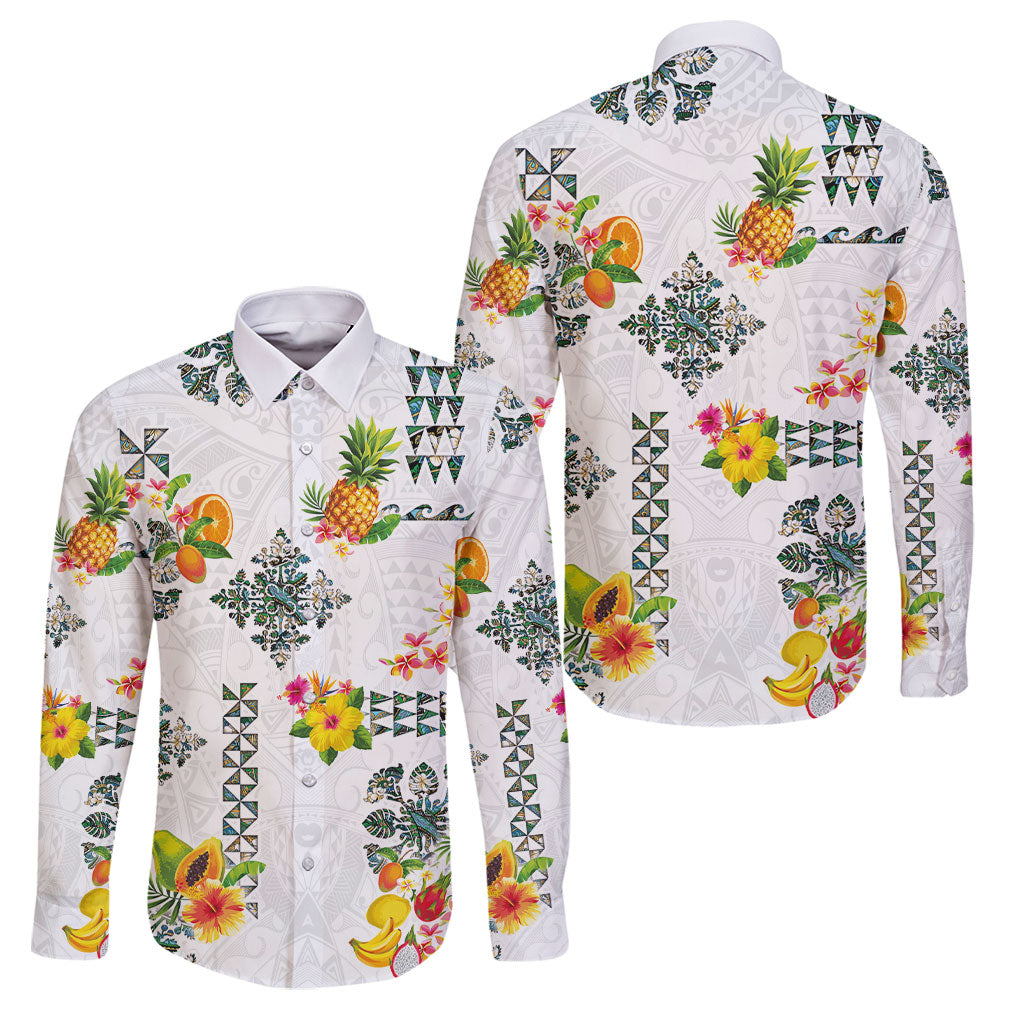 Hawaiian Quilts Family Matching Off Shoulder Maxi Dress and Hawaiian Shirt Tropical Fruits and Plants