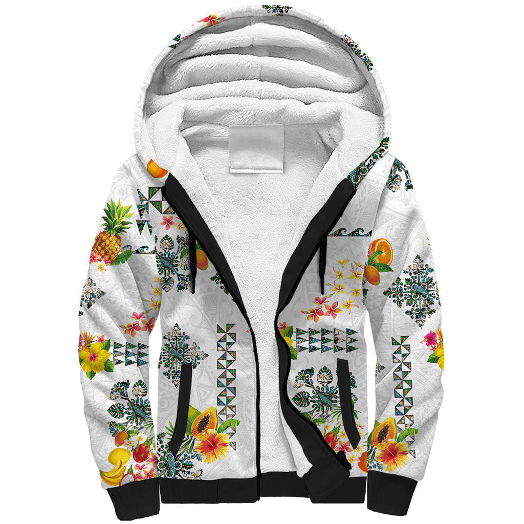 Hawaiian Quilts Sherpa Hoodie Tropical Fruits and Plants