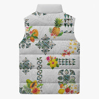 Hawaiian Quilts Sleeveless Puffer Jacket Tropical Fruits and Plants