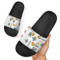 Hawaiian Quilts Slide Sandals Tropical Fruits and Plants