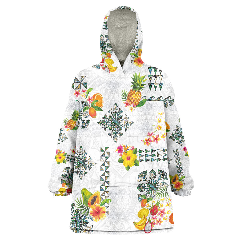 Hawaiian Quilts Wearable Blanket Hoodie Tropical Fruits and Plants