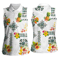 Hawaiian Quilts Women Sleeveless Polo Shirt Tropical Fruits and Plants LT03 - Polynesian Pride