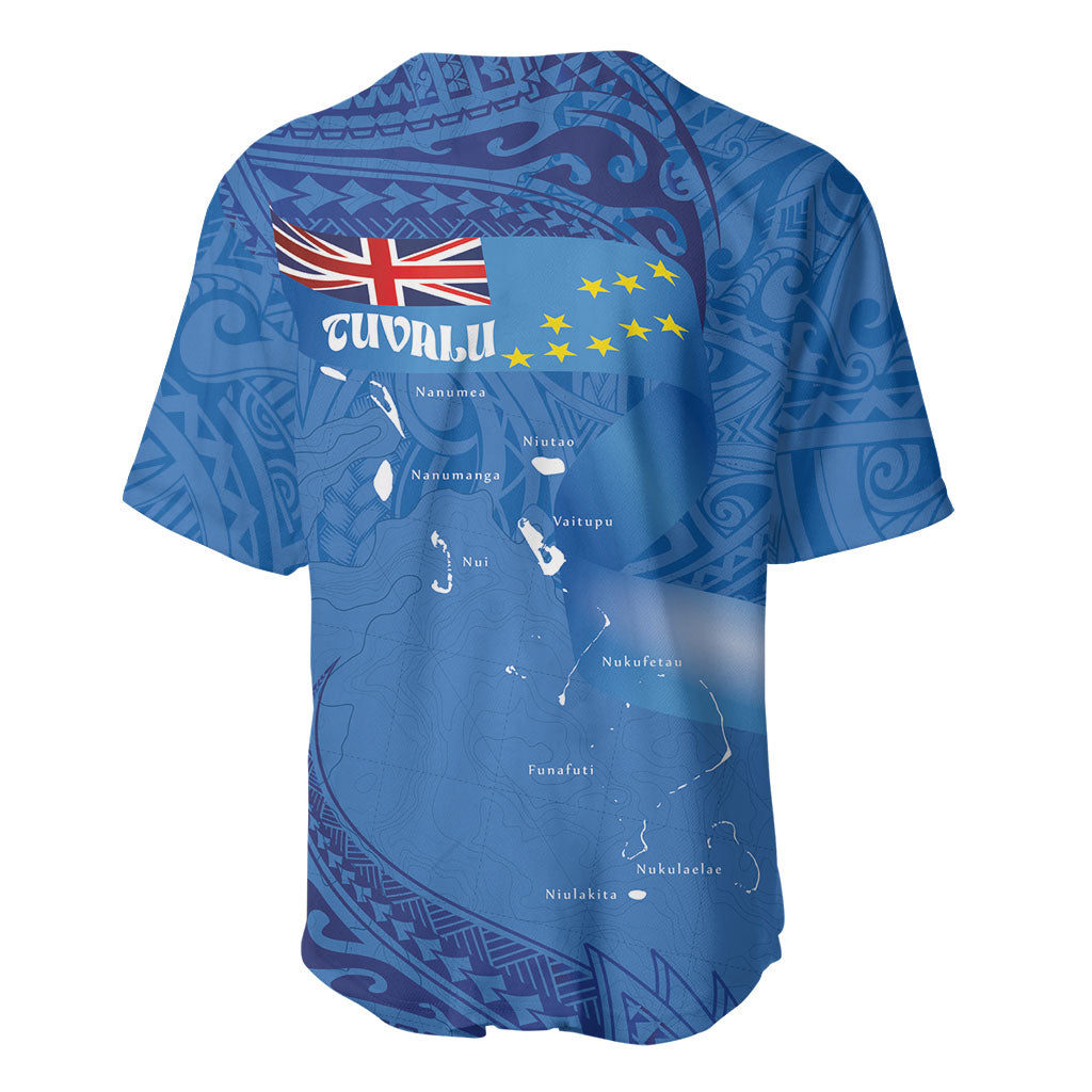 Tuvalu Heritage Baseball Jersey Map of the Islands and Polynesia Pattern
