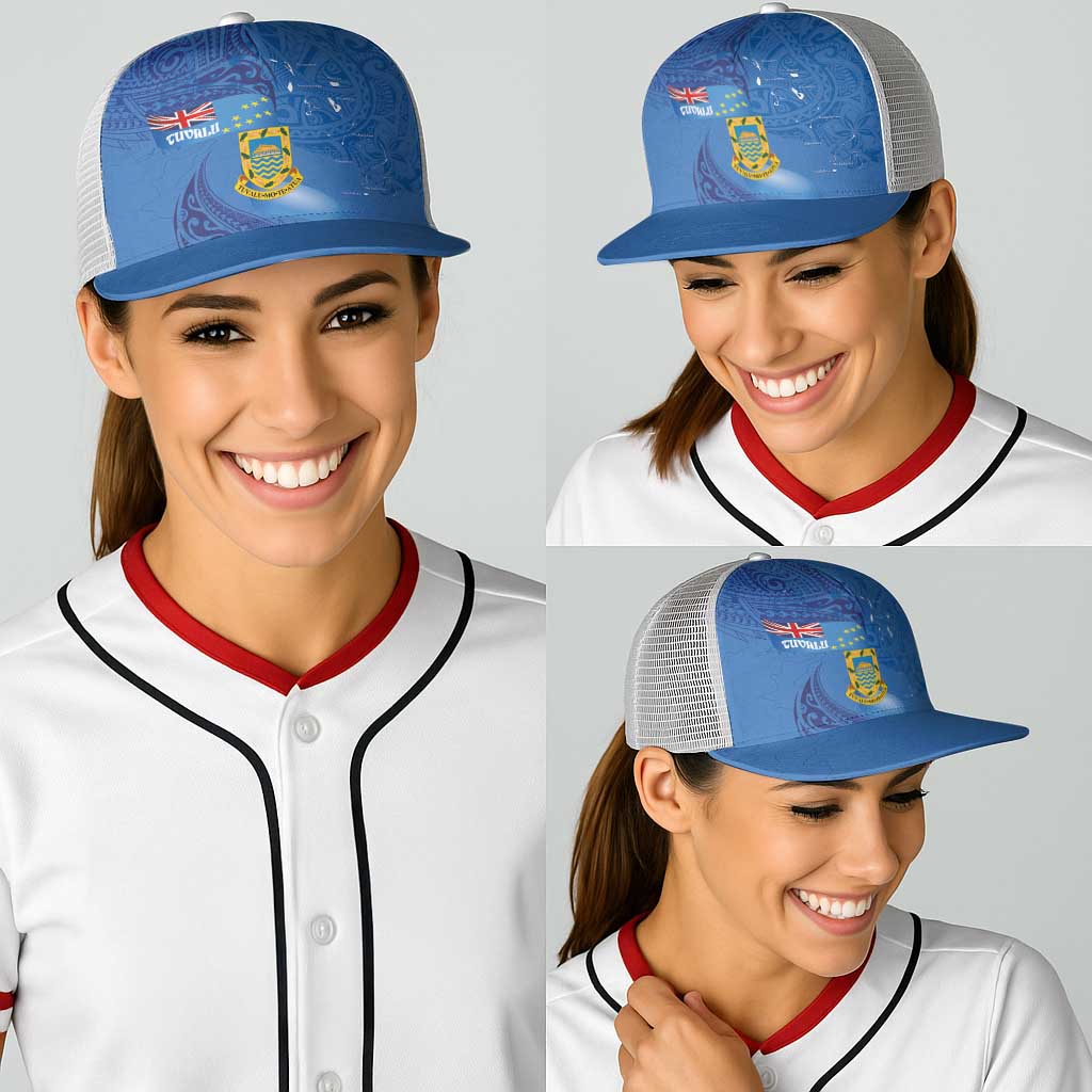 Tuvalu Heritage Baseball Net Cap Map of the Islands and Polynesia Pattern