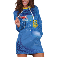 Tuvalu Heritage Hoodie Dress Map of the Islands and Polynesia Pattern