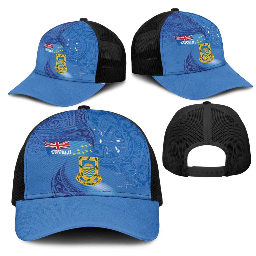 Tuvalu Heritage Mesh Trucker Cap Map of the Islands and Polynesia Pattern
