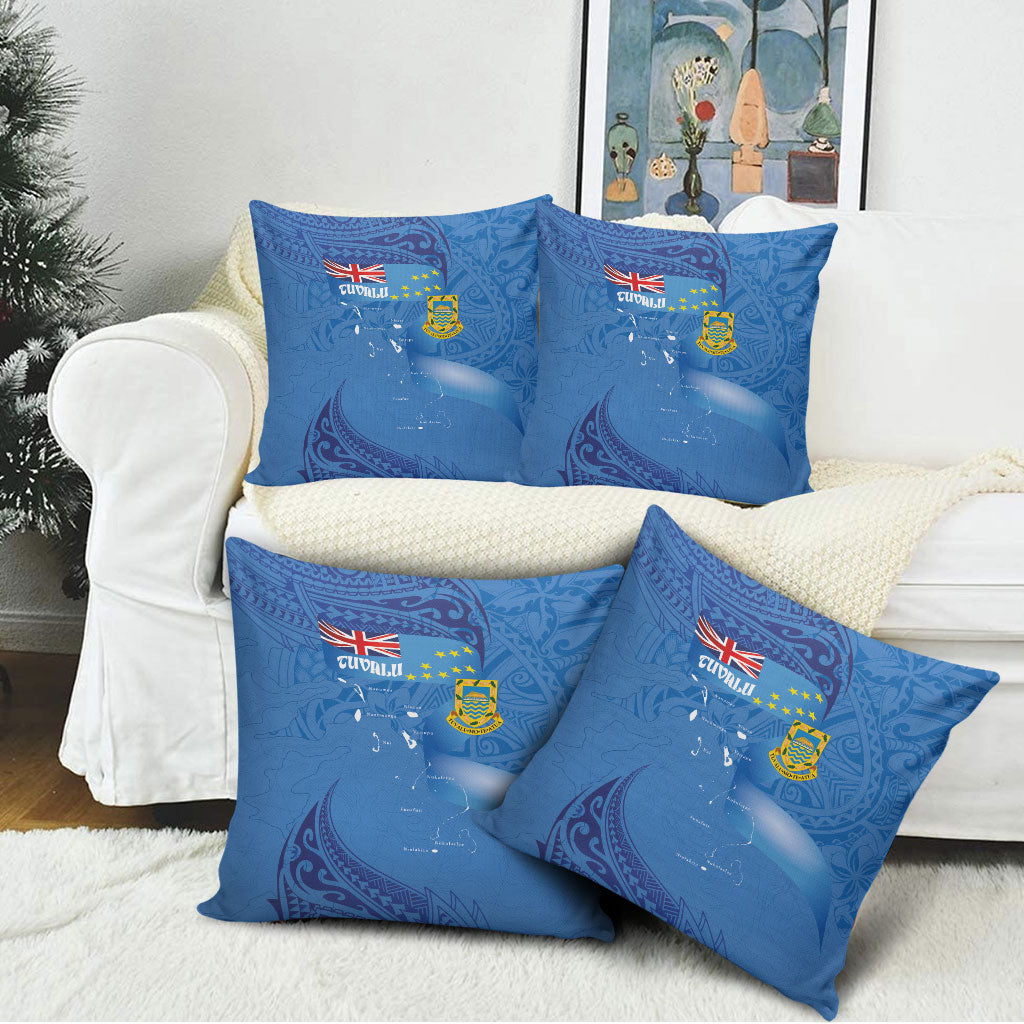 Tuvalu Heritage Pillow Cover Map of the Islands and Polynesia Pattern