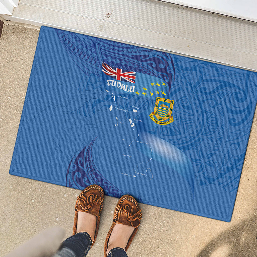 Tuvalu Heritage Rubber Doormat Map of the Islands and Polynesia Pattern