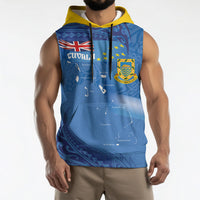 Tuvalu Heritage Sleeveless Hoodie Map of the Islands and Polynesia Pattern
