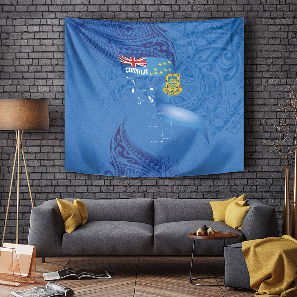 Tuvalu Heritage Tapestry Map of the Islands and Polynesia Pattern