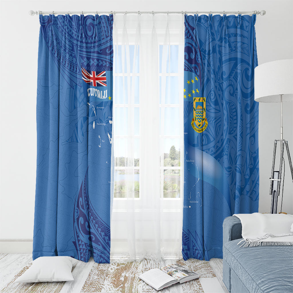 Tuvalu Heritage Window Curtain Map of the Islands and Polynesia Pattern