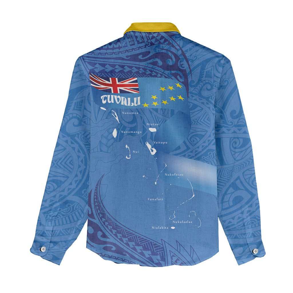 Tuvalu Heritage Women Casual Shirt Map of the Islands and Polynesia Pattern
