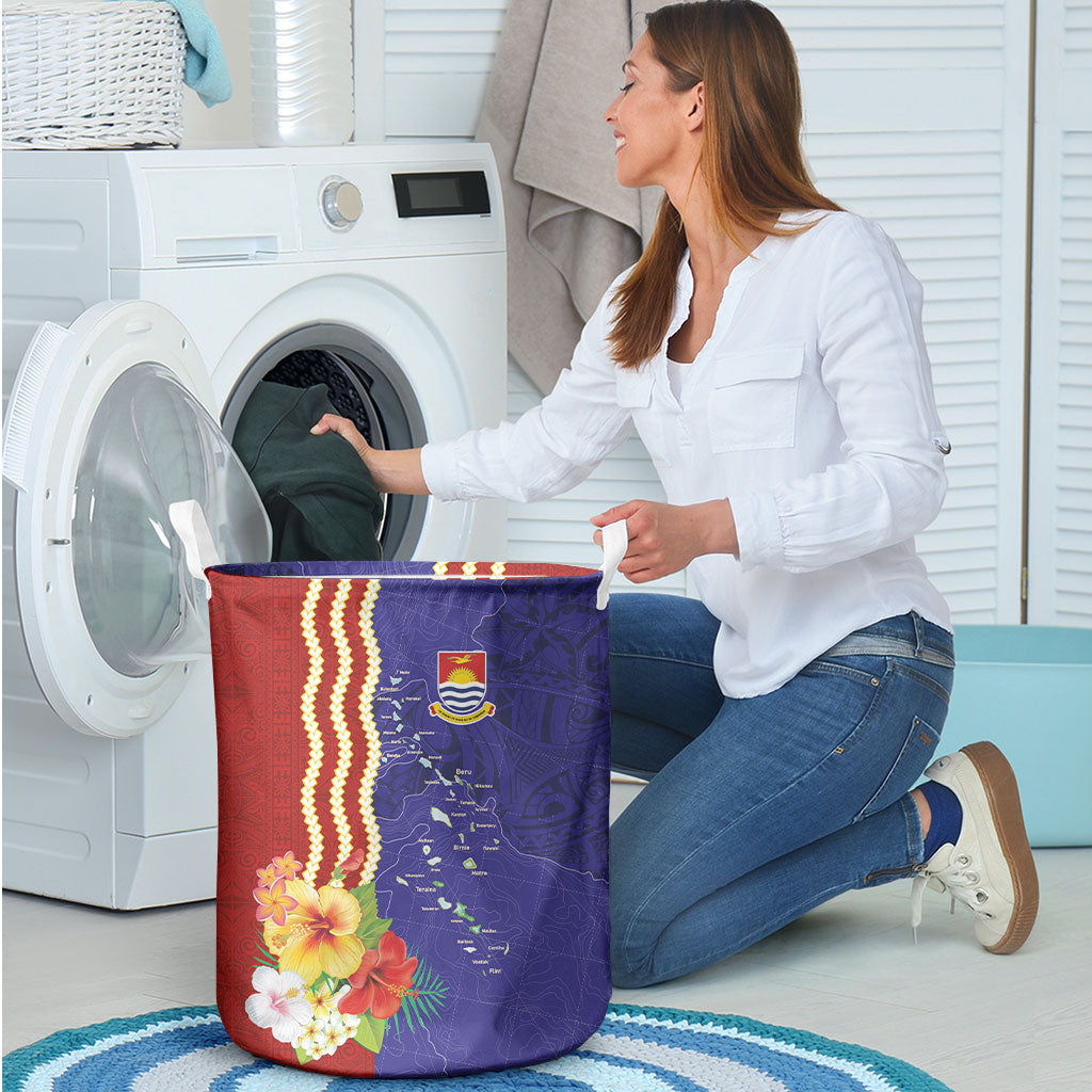 Kiribati Heritage Laundry Basket Map of the Islands and Polynesia Pattern