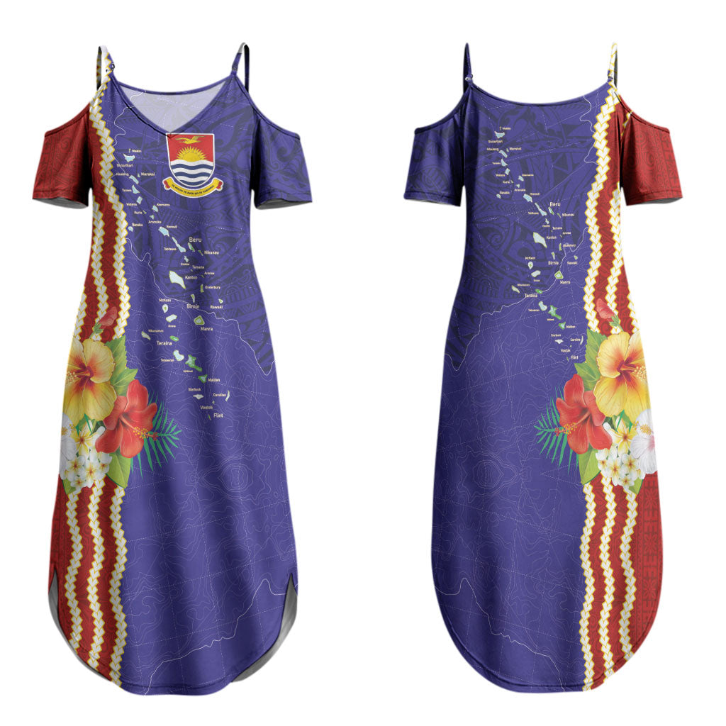 Kiribati Heritage Family Matching Summer Maxi Dress and Hawaiian Shirt Map of the Islands and Polynesia Pattern LT03 Mom's Dress Multicolor - Polynesian Pride