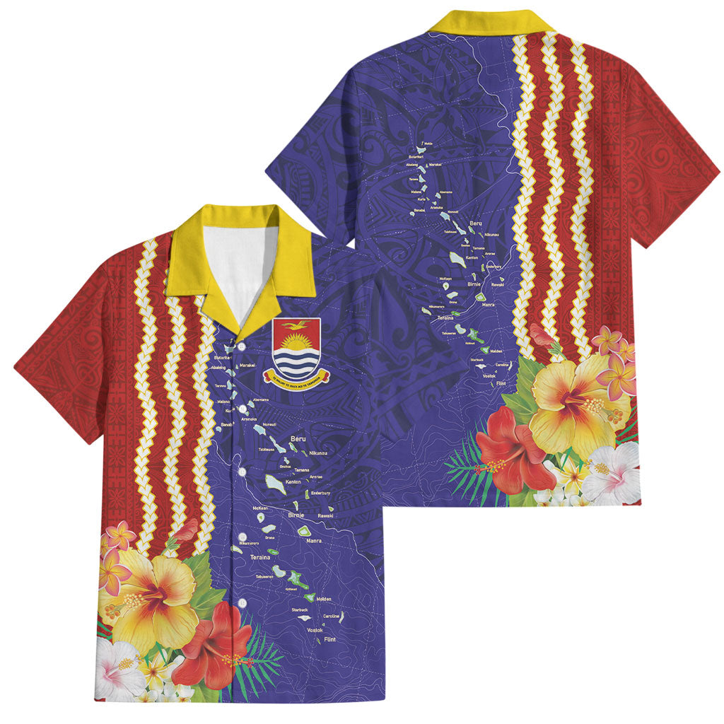Kiribati Heritage Family Matching Summer Maxi Dress and Hawaiian Shirt Map of the Islands and Polynesia Pattern LT03 Dad's Shirt - Short Sleeve Multicolor - Polynesian Pride