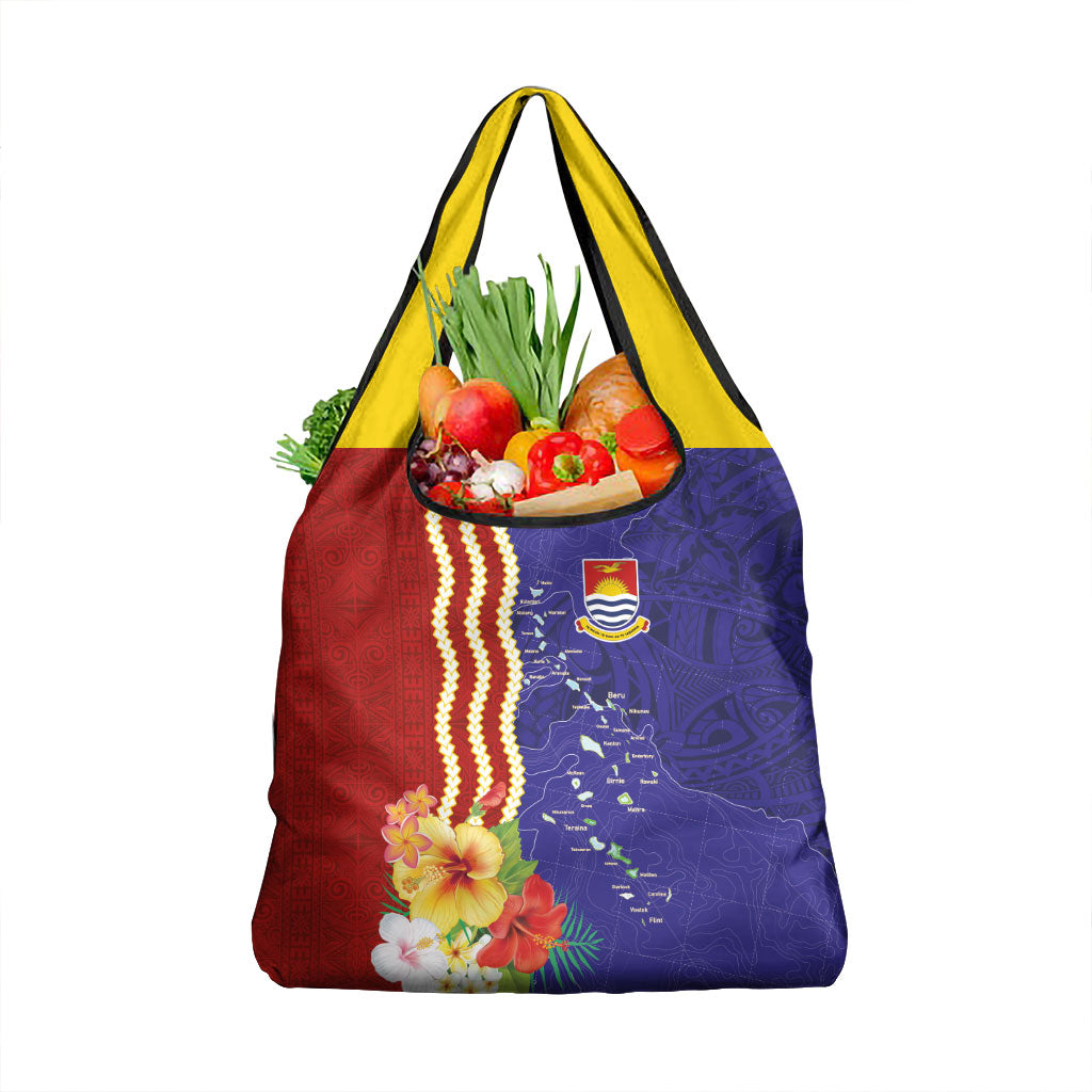 Kiribati Heritage Grocery Bag Map of the Islands and Polynesia Pattern