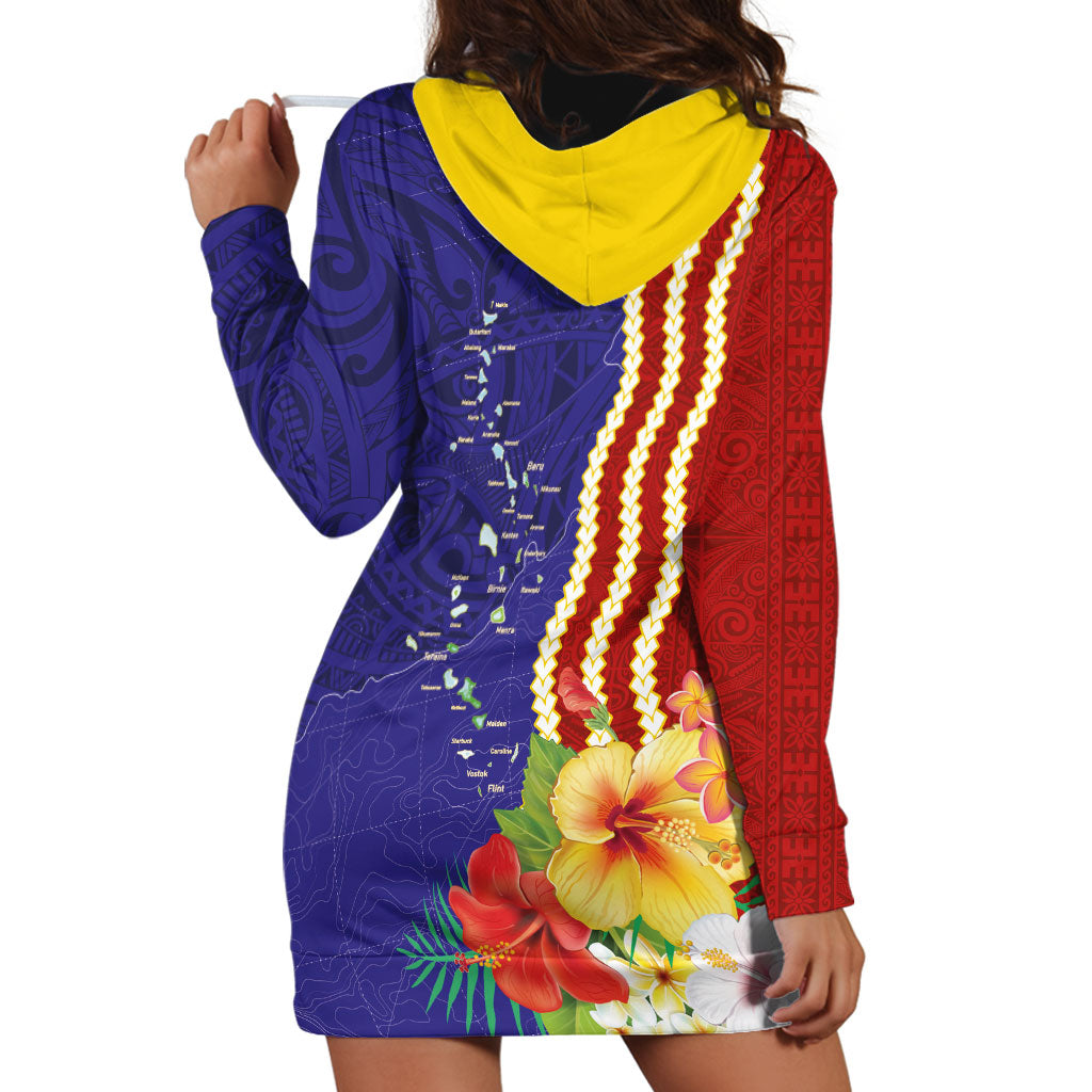 Kiribati Heritage Hoodie Dress Map of the Islands and Polynesia Pattern