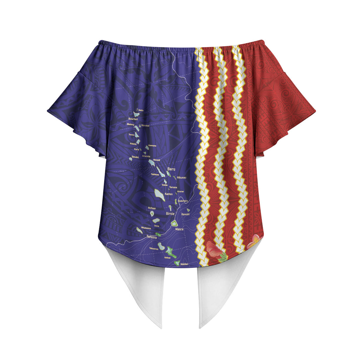 Kiribati Heritage Off Shoulder Wrap Waist Top Map of the Islands and Polynesia Pattern LT03 - Polynesian Pride